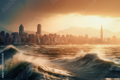 Stormy typhoon sea, Generative AI © HiroSund