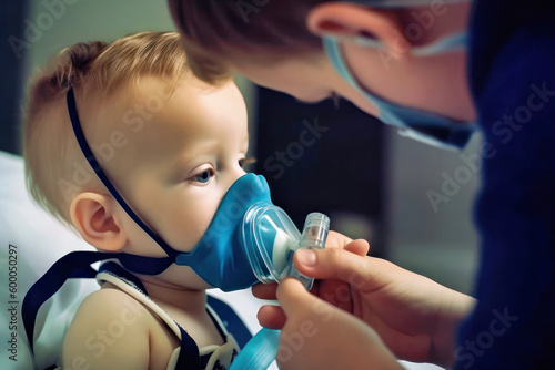 Child put on respirator in hospital  Generative AI