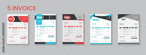 Invoice bundle, invoice collection, invoice set, company billing cash voucher, money receipt cash memo layout design with mockup
