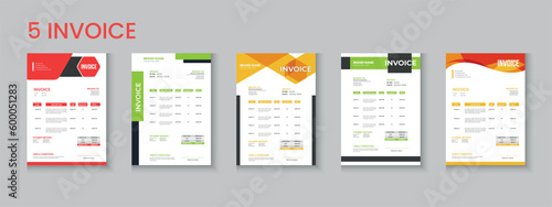 Invoice bundle, invoice collection, invoice set, company billing cash voucher, money receipt cash memo layout design with mockup