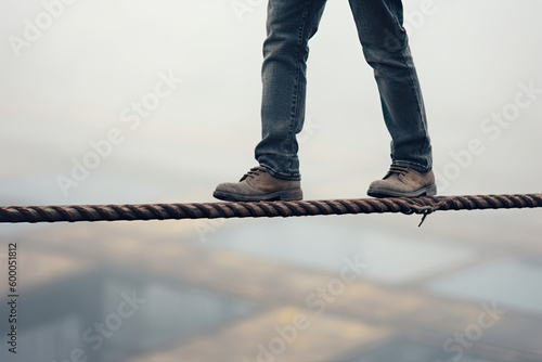 Wallpaper Mural a person standing on a tightrope. Generative AI Torontodigital.ca