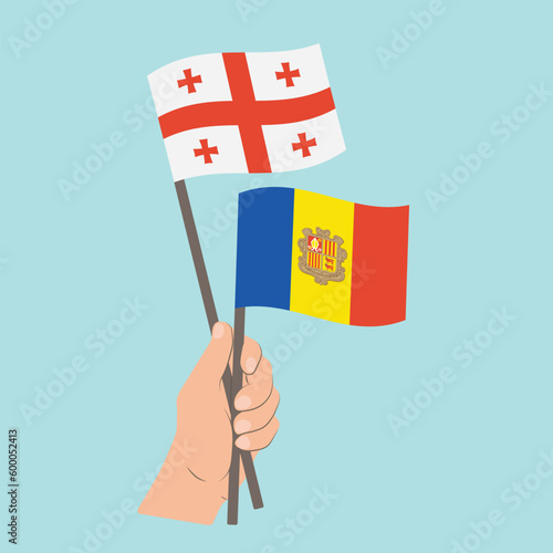 Flags of Georgia and Andorra, Hand Holding flags