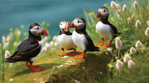 Atlantic puffin , also known as the common puffin, is a species of seabird in the auk family Generative AI