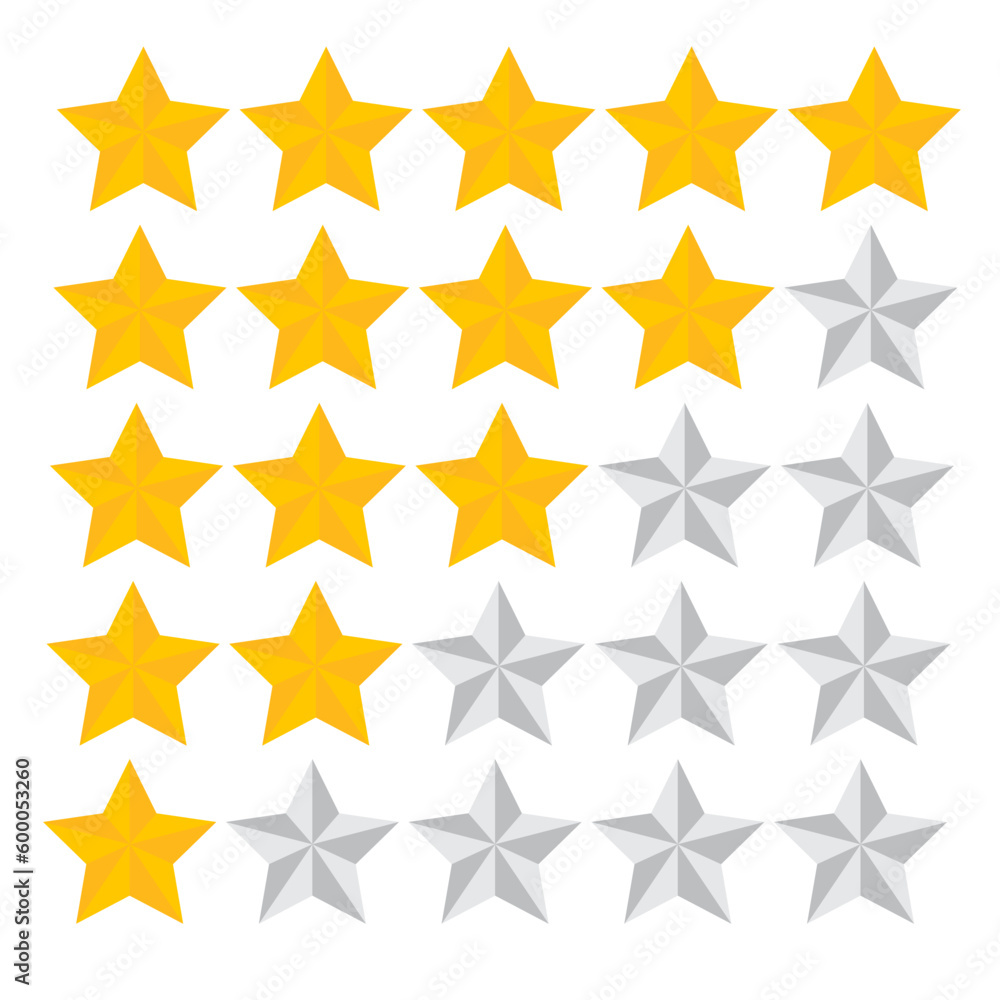 Five stars rating icon. Five stars customer product rating. Vector illustration. Premium quality. Golden stars Five stars rating icon. Five stars customer product rating. Vector illustration. Premium quality. Golden stars