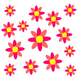 pink flowers illustration isolated white background 