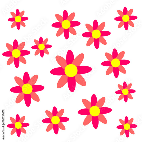 pink flowers illustration isolated white background 