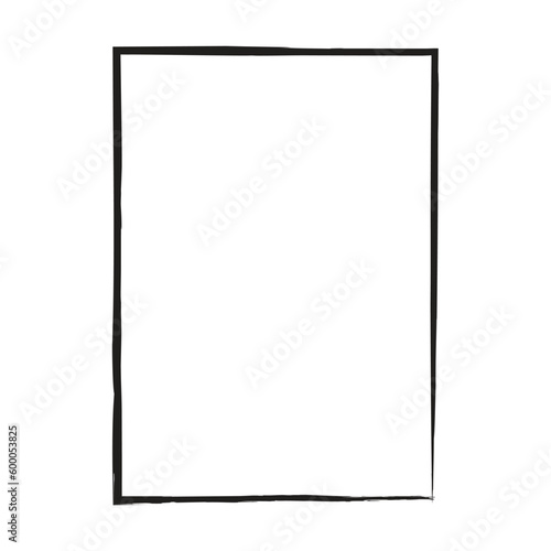 Grunge frame shape icon, vertical rectangle decorative vintage border doodle element for simple banner design in vector illustration