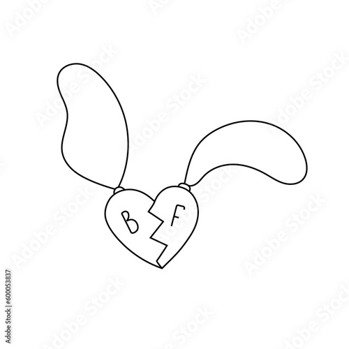 Vector illustration of a pendant symbol of friendship in doodle style.