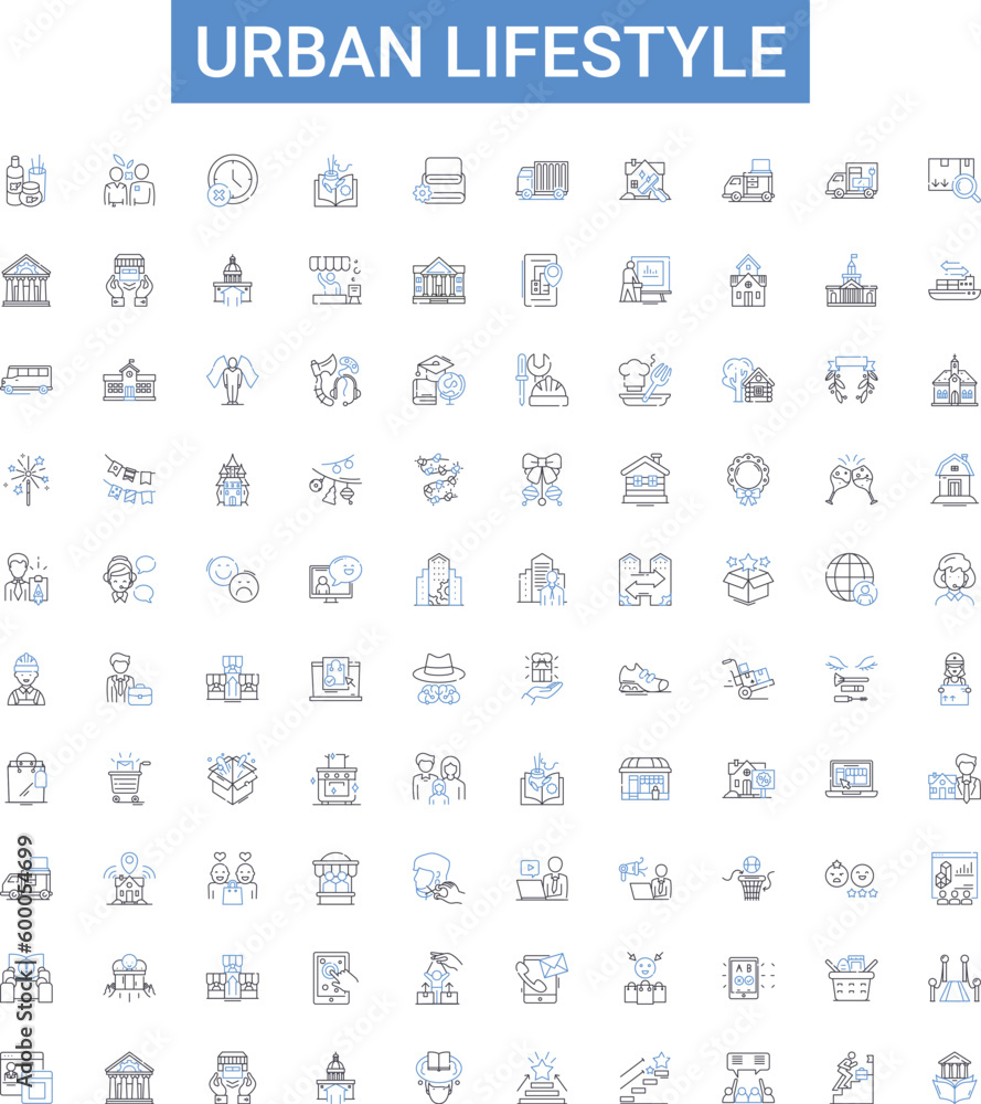 Urban lifestyle outline icons collection. Urban, lifestyle, city, metropolis, living, high-rise, skyscraper vector illustration set. transportation, commuting, diversity line signs Urban lifestyle outline icons collection. Urban, lifestyle, city, metropolis, living, high-rise, skyscraper vector illustration set. transportation, commuting, diversity line signs