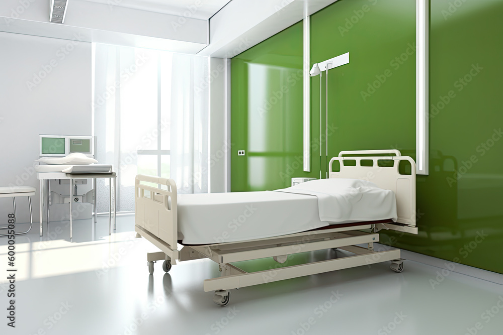 White green Recovery Room with beds and comfortable medical equipped in a hospital Generative AI White green Recovery Room with beds and comfortable medical equipped in a hospital Generative AI