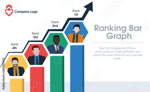 Growth ranking graph of employees can be used in many different ways to show progress at different levels. Best suited for presentations and videos for explanations. Colorful diagram look professional © farhan