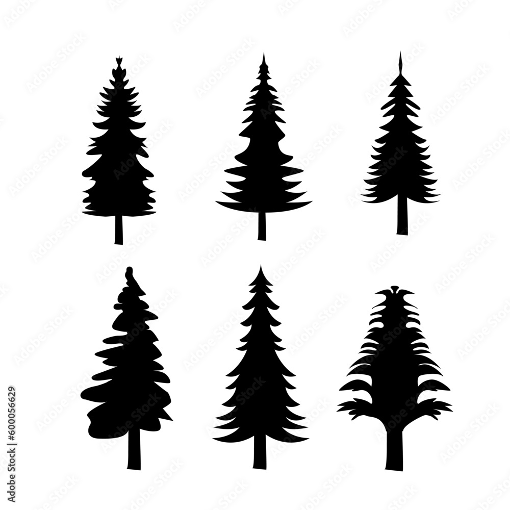 pine tree vector illustration silhouettes collection and wilderness objects to create your own nature scene.