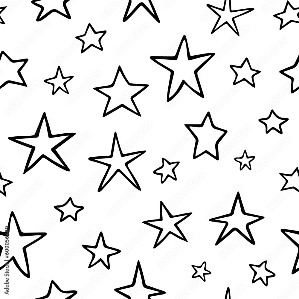 Vector seamless pattern with cute stars. Hand drawn, doodle style. Design for fabric, wrapping, stationery, wallpaper, textile. Vector seamless pattern with cute stars. Hand drawn, doodle style. Design for fabric, wrapping, stationery, wallpaper, textile.