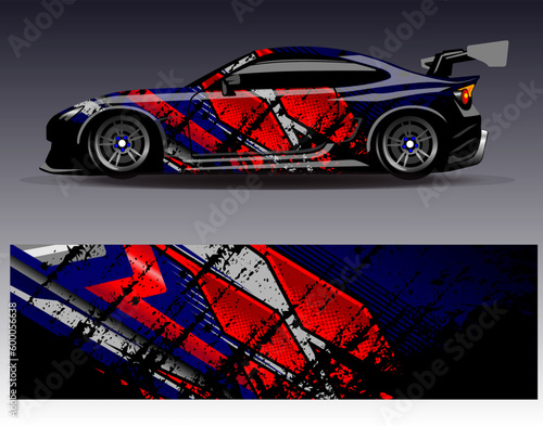 Car wrap design vector. Graphic abstract stripe racing background kit designs for wrap vehicle  race car  rally  adventure and livery