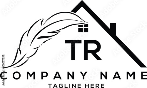 Letter tr real estate, realtor, property, construction, house, home, building, or remodeling logo

