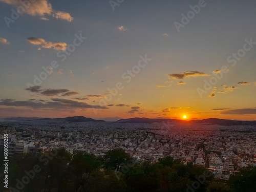Sunset in Athens with beautiful color