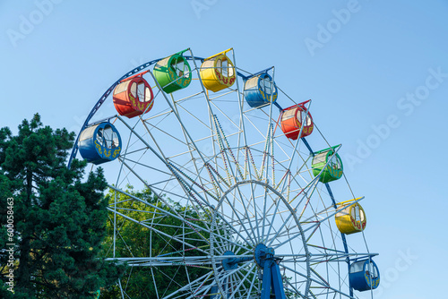 ferris wheel on a blue sky background