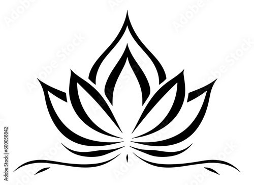 black and white lotus flower vector illustration
