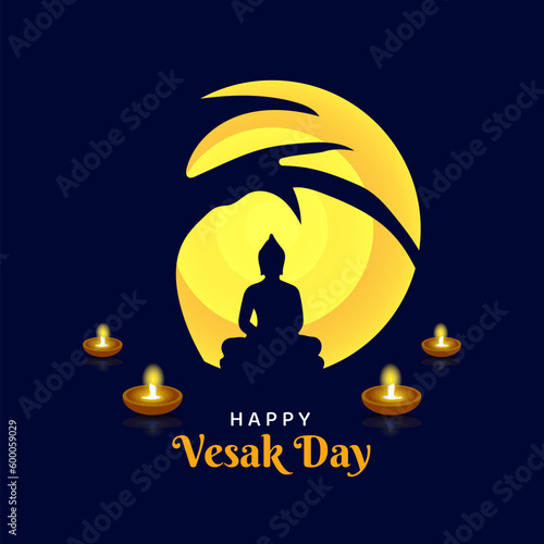 happy vesak day, greeting card and poster design for vesak day. Vesak Day is a holy day for Buddhists.