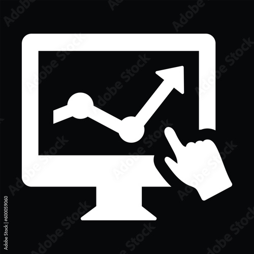 Digital content graph, monitor icon, linear isolated illustration vector