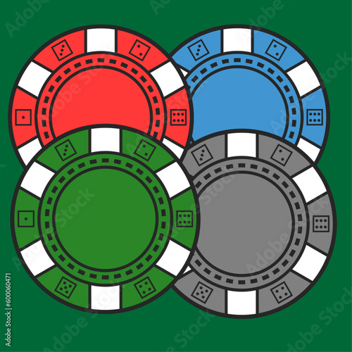 casino chips on green background