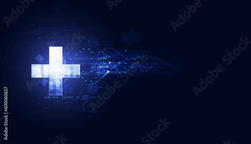 Abstract Health Health Plus symbol beautiful background Blue  Futuristic Digital Background