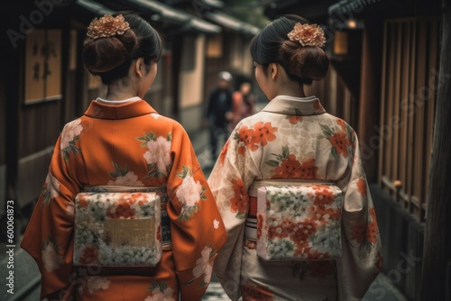 着物を着た二人の日本人女性：AI作品 