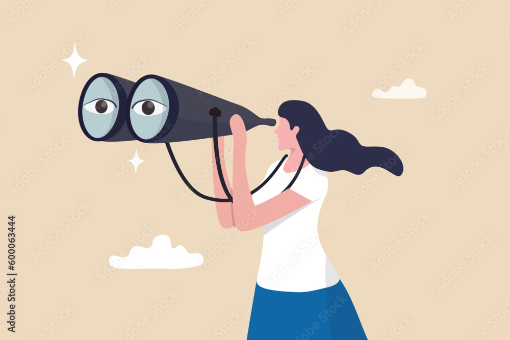 Ταπετσαρία Business woman look through binoculars searching for new job or opportunity, vision or look far ahead to find future opportunity, observe or career success, human resources look for candidate concept