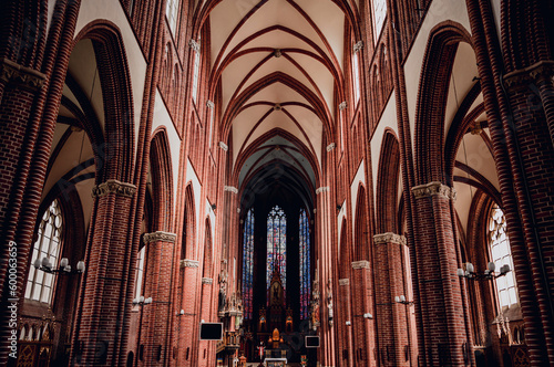 Interior of the main nave of old european catholic church