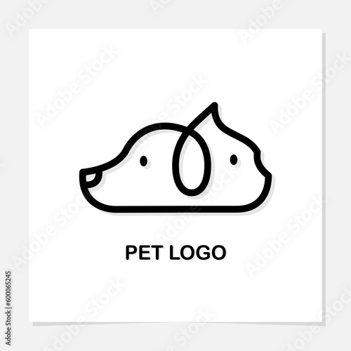 Dog and cat logo design, simple line. Vector Illustration