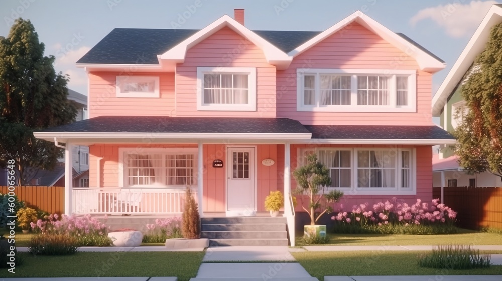 Pink House in suburbs