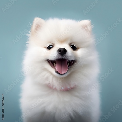 Smiling White Pomeranian © hyeonmin