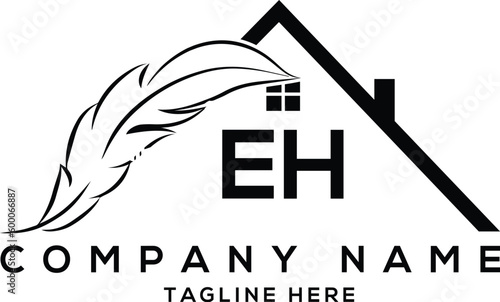 Letter eh real estate, realtor, property, construction, house, home, building, or remodeling logo
