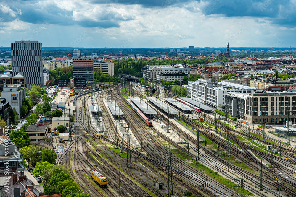 Der Münchener Ostbahnhof von oben Stock Photo | Adobe Stock