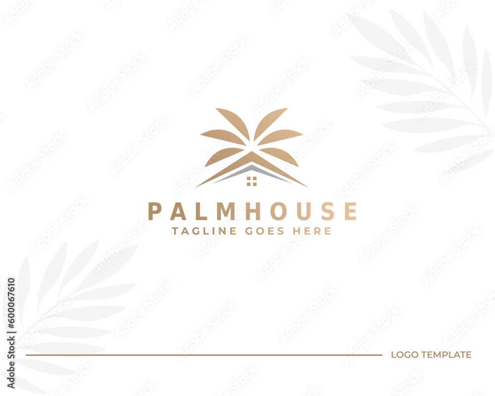 Palm house logo design symbol vector template
