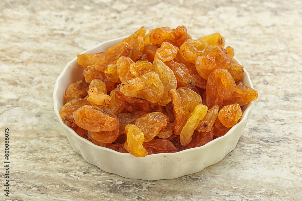 Sweet yellow raisin in the bowl Sweet yellow raisin in the bowl