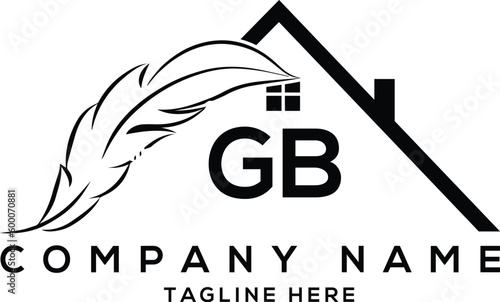 Letter gb real estate, realtor, property, construction, house, home, building, or remodeling logo