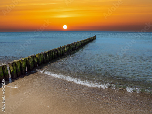 Groyne in the sunrise on the Baltic Sea