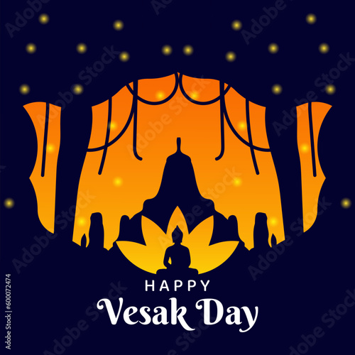 happy vesak day, greeting card and poster design for vesak day. Vesak Day is a holy day for Buddhists.