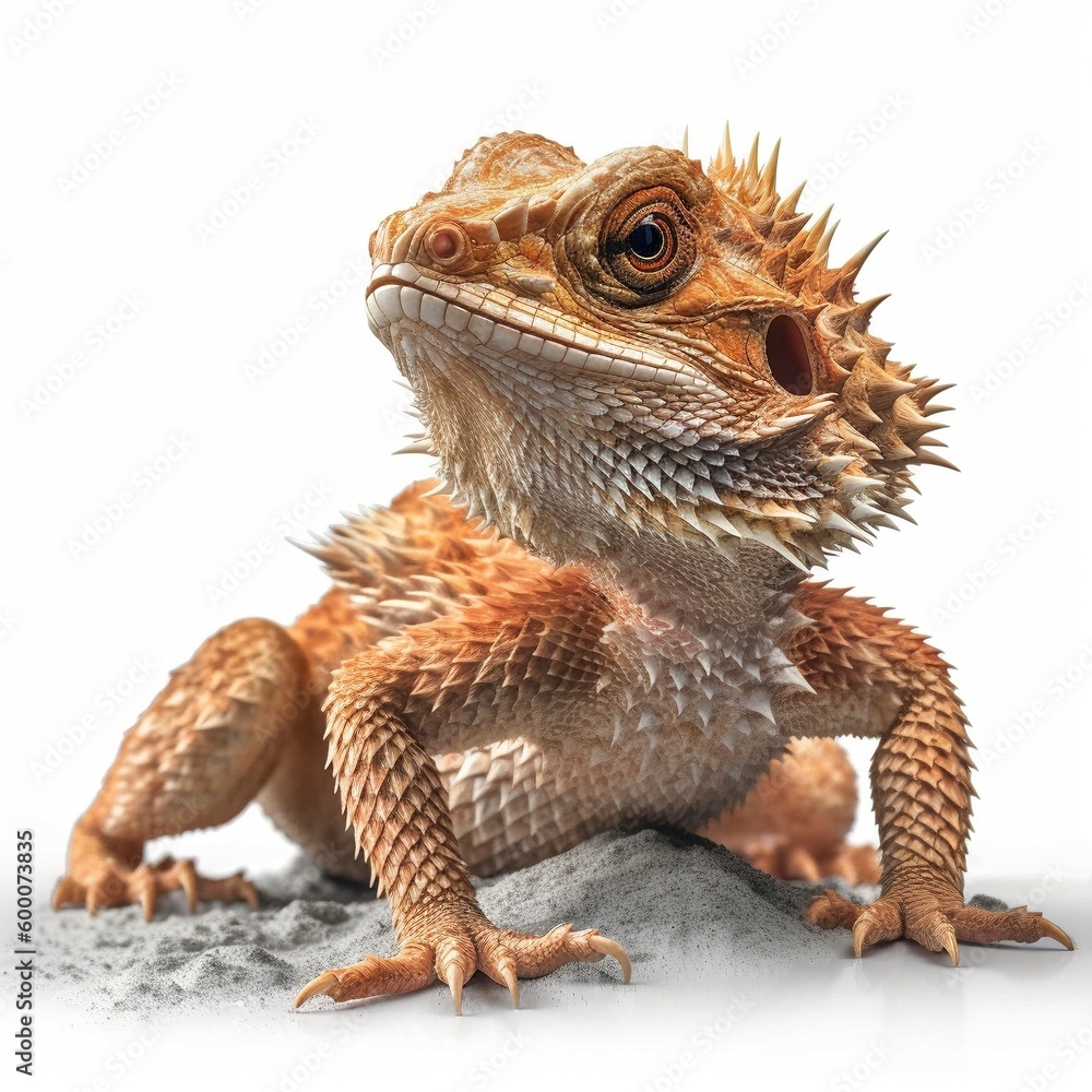 Fototapeta premium Bearded Dragon isolated on white background (Generative AI)