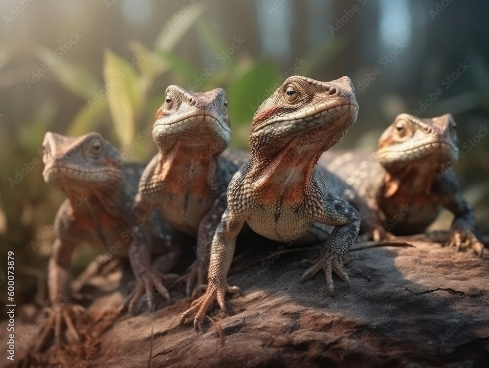 Group of Lizard in natural habitat (generative AI) Group of Lizard in natural habitat (generative AI)