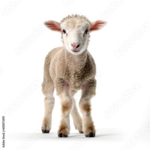 Baby Sheep isolated on white (generative AI) © HandmadePictures