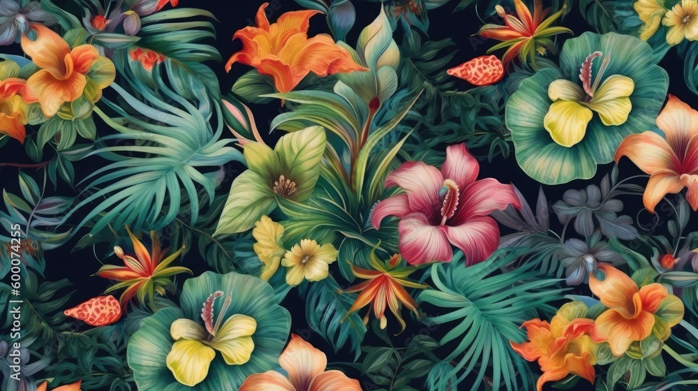 Beautiful Flowers, Exotic Oriental Floral Wallpaper for Interior Decor and Textiles , This wallpaper is suitable for interior mural painting wall art decor. AI Beautiful Flowers, Exotic Oriental Floral Wallpaper for Interior Decor and Textiles , This wallpaper is suitable for interior mural painting wall art decor. AI