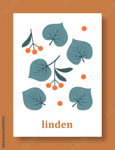 Abstract symbol of linden leaves in pastel colors. Simple minimal style of linden leaves. Vector illustration.