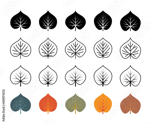 Linden leaves vector line icons. Isolated collection of leaves linden for websites icon on white background.