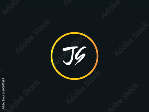 Abstract Brush JS Painting Logo, Modern Circle Js sj Logo Icon Brush Letter Design