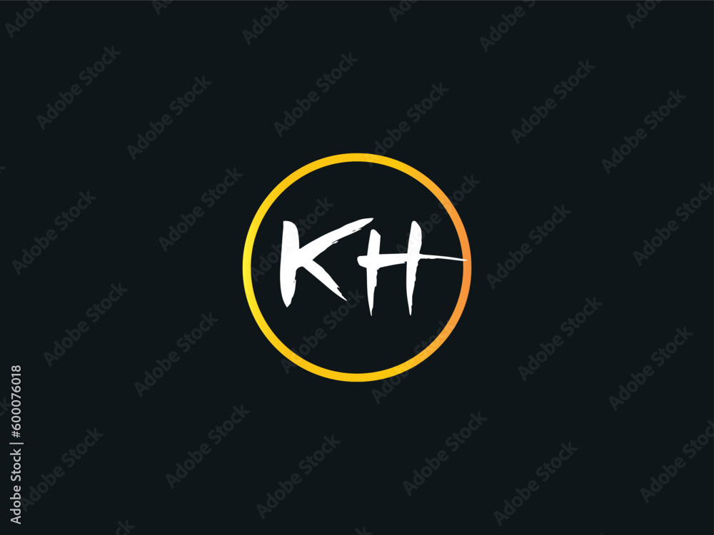 Handwriting Brush KH Logo Letter, Lettering Kh hk Brush Letter Logo For ...