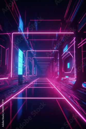 Futuristic colourful neon background made with generative ai