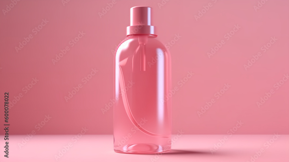 Bottle mockup of pink perfume isolated on pink Bottle mockup of pink perfume isolated on pink