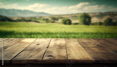 Empty old wooden table background photo